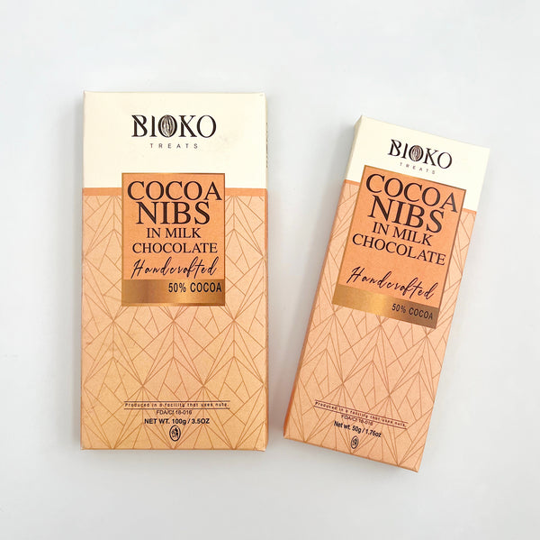 Cacao Nibs in Milk Chocolate Bar